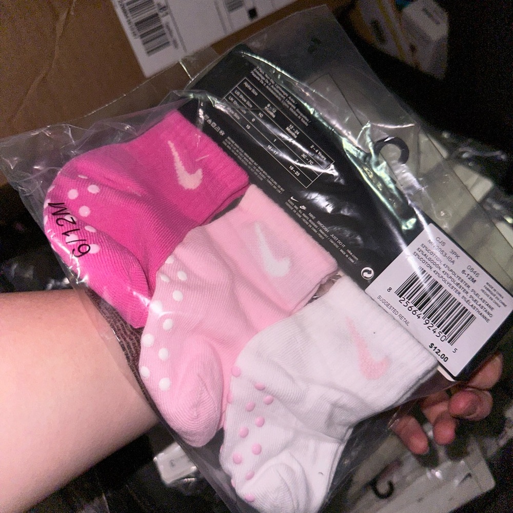Nike Kids' Trio Socks in Pink and White